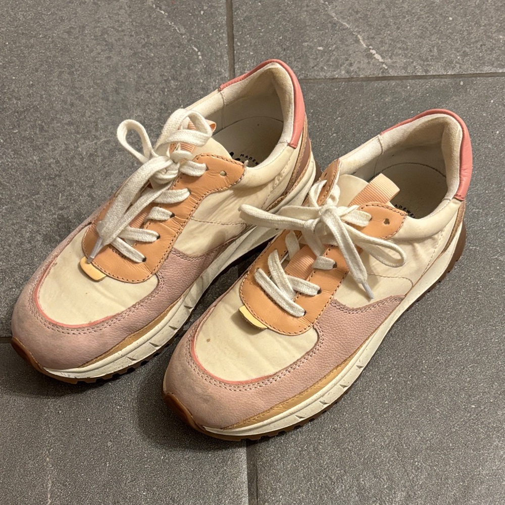 Madewell Women's Cream and Pink Sneakers